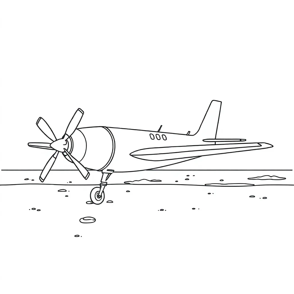 Airplanes a jet airplane on the beach — classic airplanes coloring page (ages 5–10)