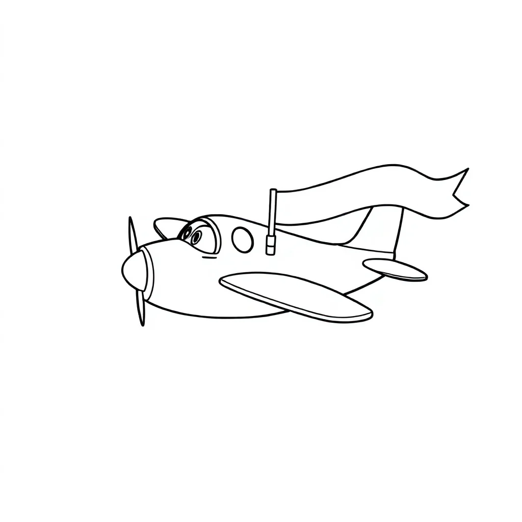 Airplanes an airplane with a banner — easy airplanes coloring page (ages 2–5)