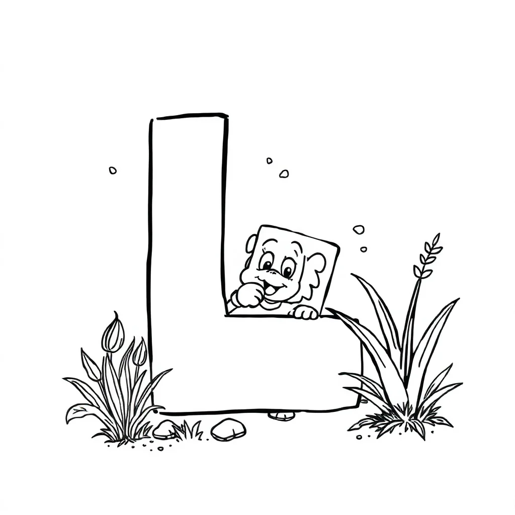 Alphabet a letter with a picture peeking from behind something — classic alphabet coloring page (ages 5–10)