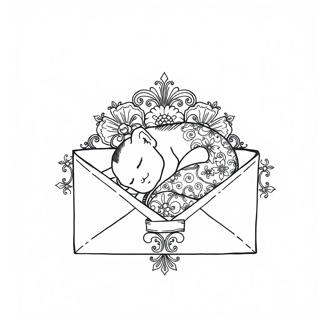 Alphabet a letter with a picture sleeping curled up — detailed alphabet coloring page (ages 9+ & adults)