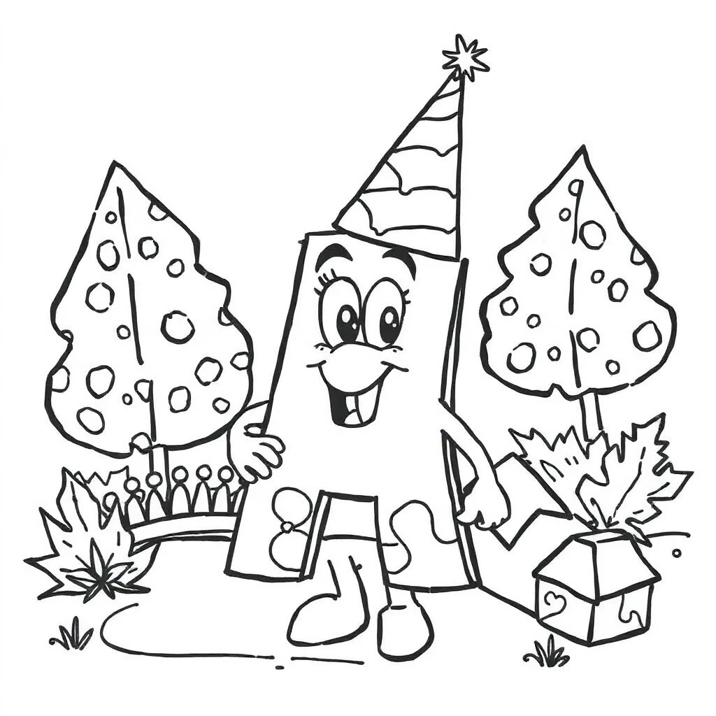 Alphabet an alphabet letter wearing a party hat — classic alphabet coloring page (ages 5–10)