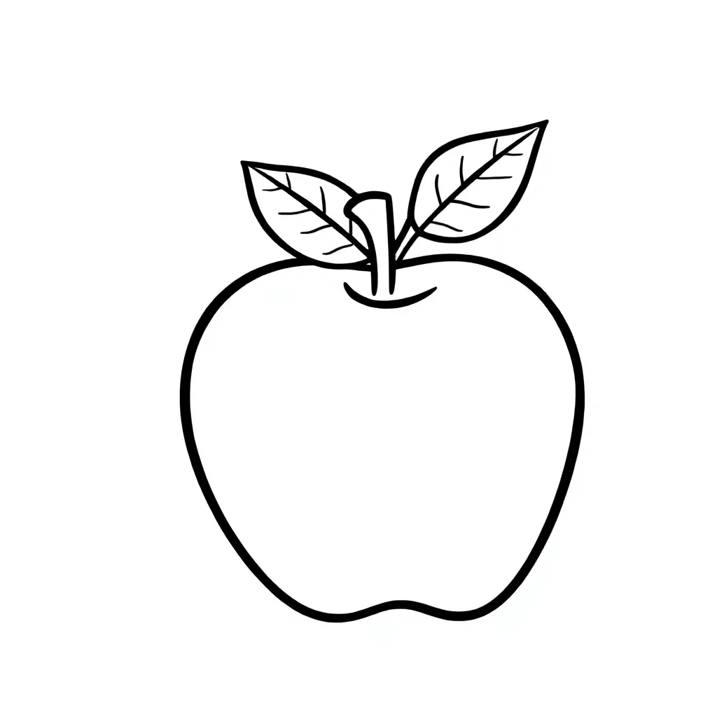 Alphabet the letter a with an apple — easy alphabet coloring page (ages 2–5)