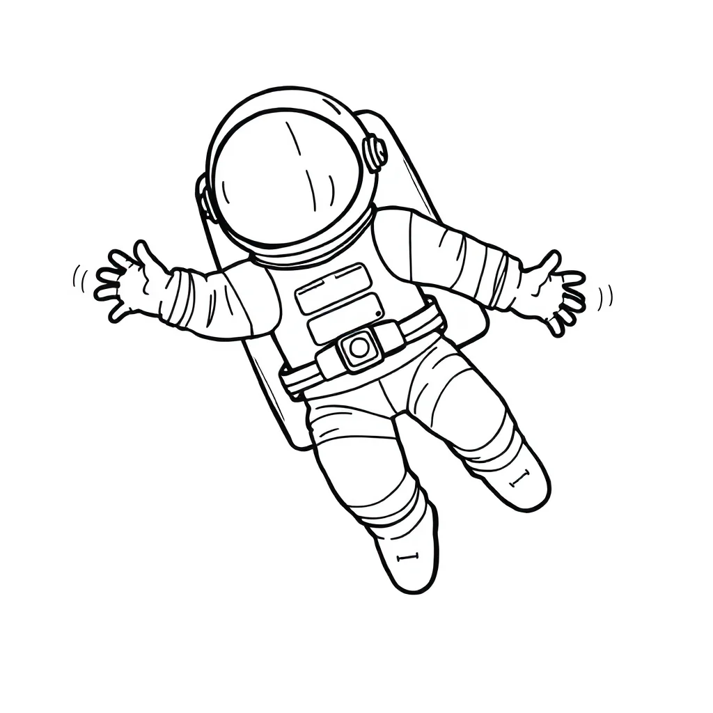 Astronauts an astronaut floating flying — easy astronauts coloring page (ages 2–5)