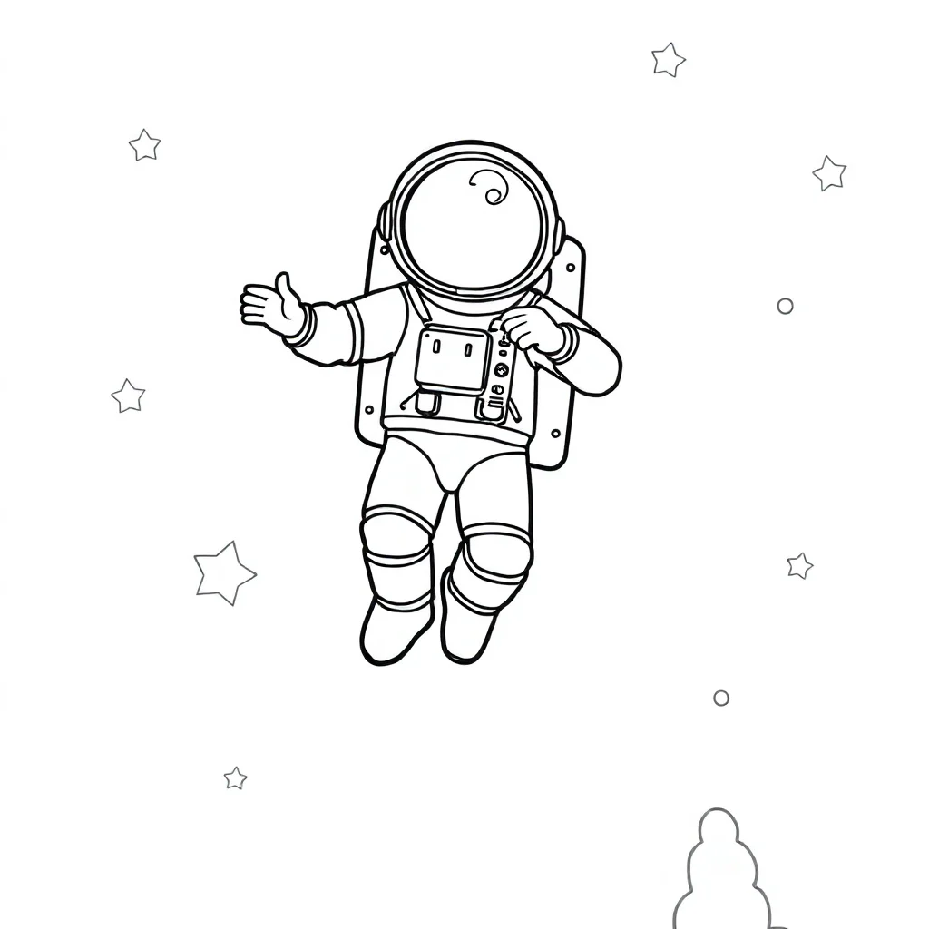 Astronauts an astronaut floating — easy astronauts coloring page (ages 2–5)