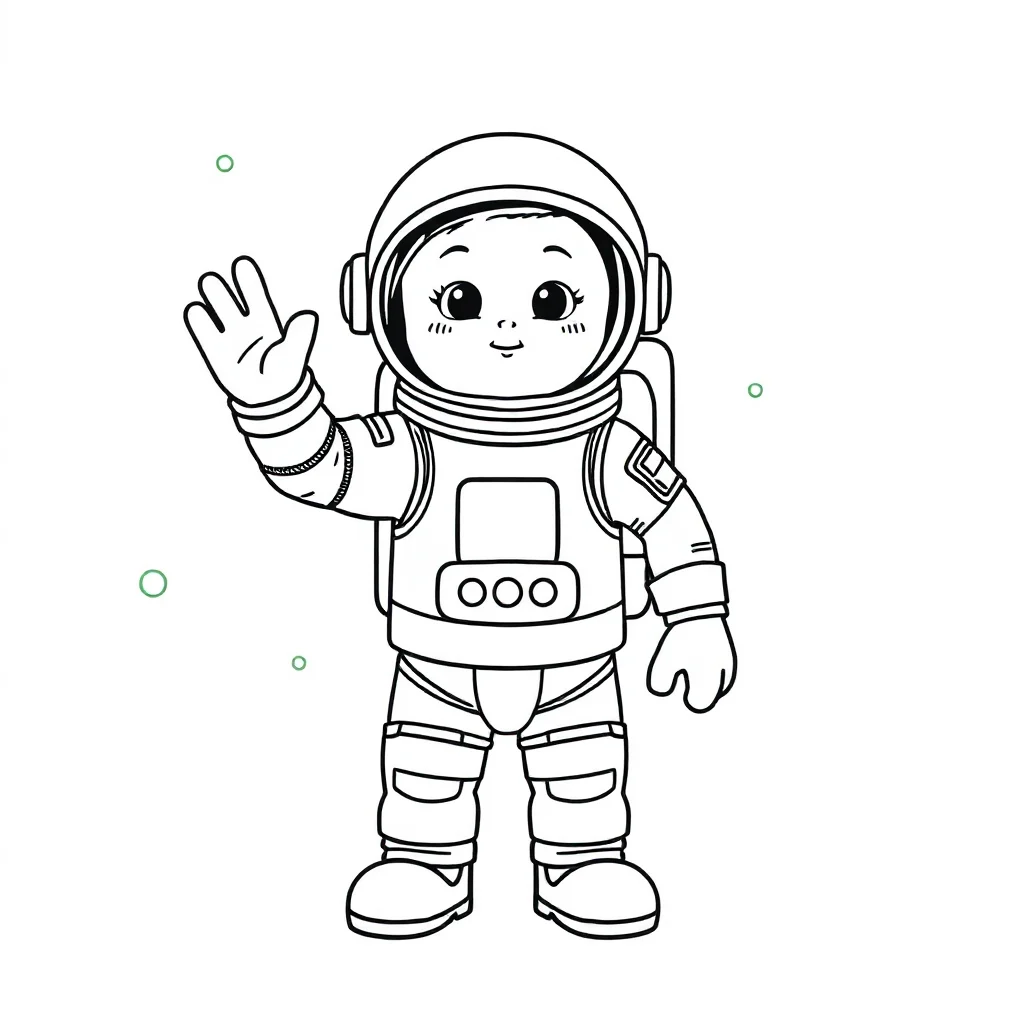 Astronauts an astronaut waving — easy astronauts coloring page (ages 2–5)