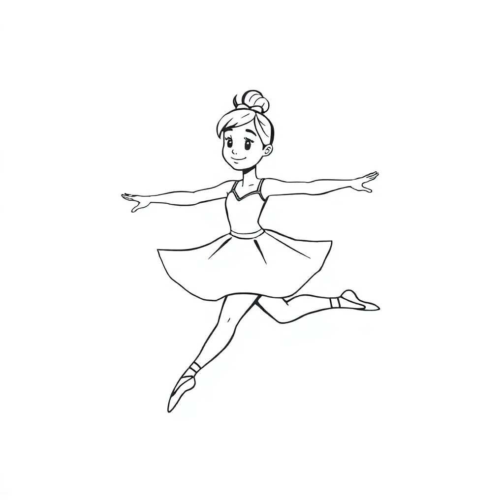 Ballerinas a ballerina dancing running — easy ballerinas coloring page (ages 2–5)