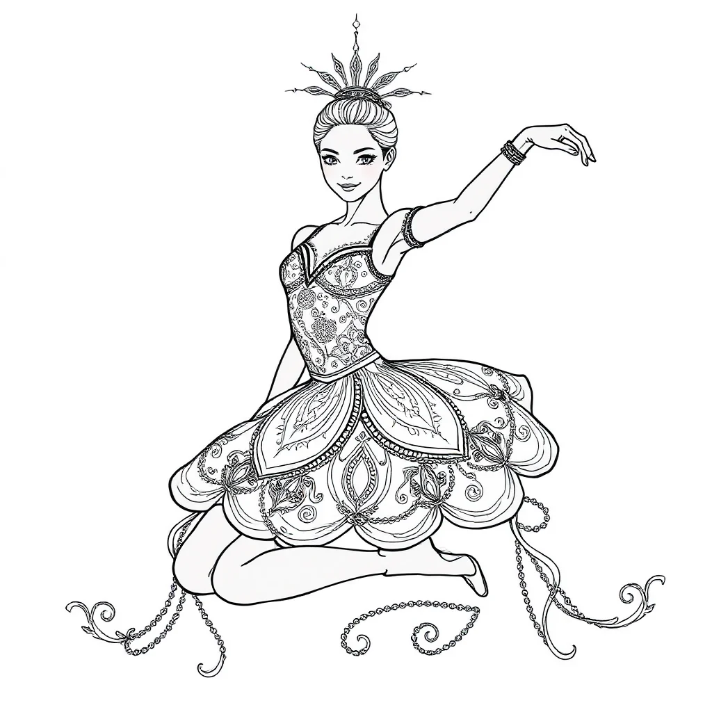 Ballerinas a ballerina dancing sitting — detailed ballerinas coloring page (ages 9+ & adults)