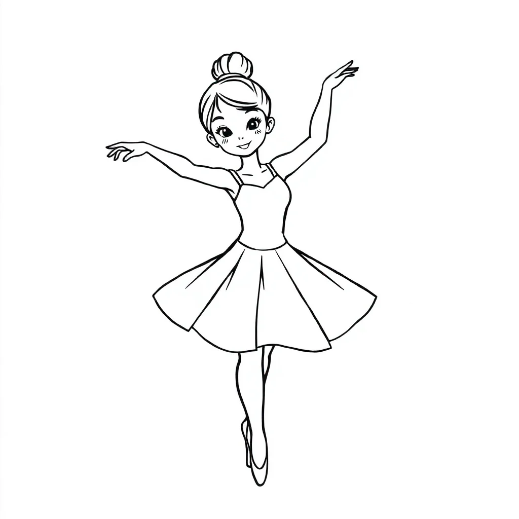 Ballerinas a ballerina dancing — easy ballerinas coloring page (ages 2–5)