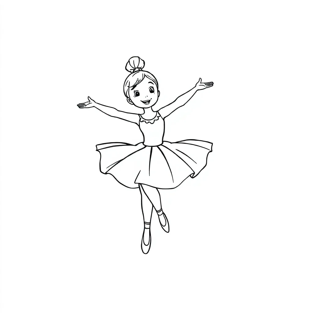 Ballerinas a ballerina in a tutu flying — easy ballerinas coloring page (ages 2–5)