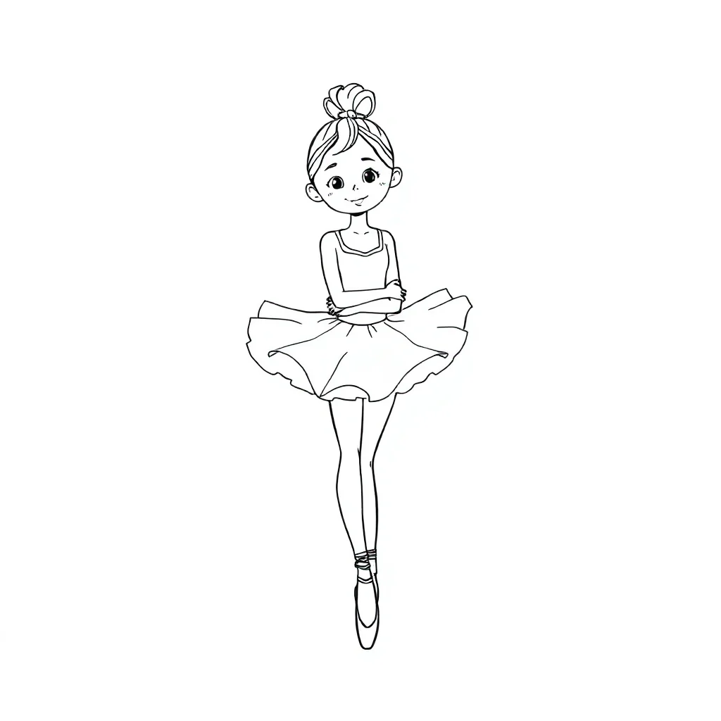 Ballerinas a ballerina on pointe hugging a friend — easy ballerinas coloring page (ages 2–5)