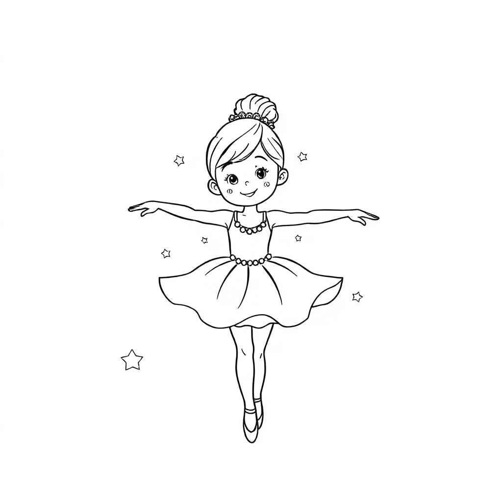 Ballerinas a cute ballerina — easy ballerinas coloring page (ages 2–5)