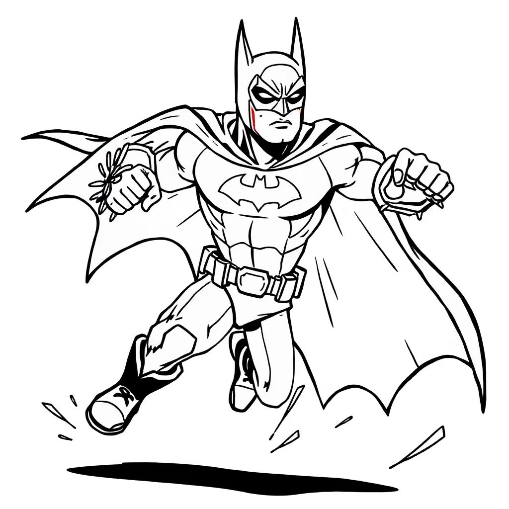 Batman batman running into action — easy batman coloring page (ages 2–5)