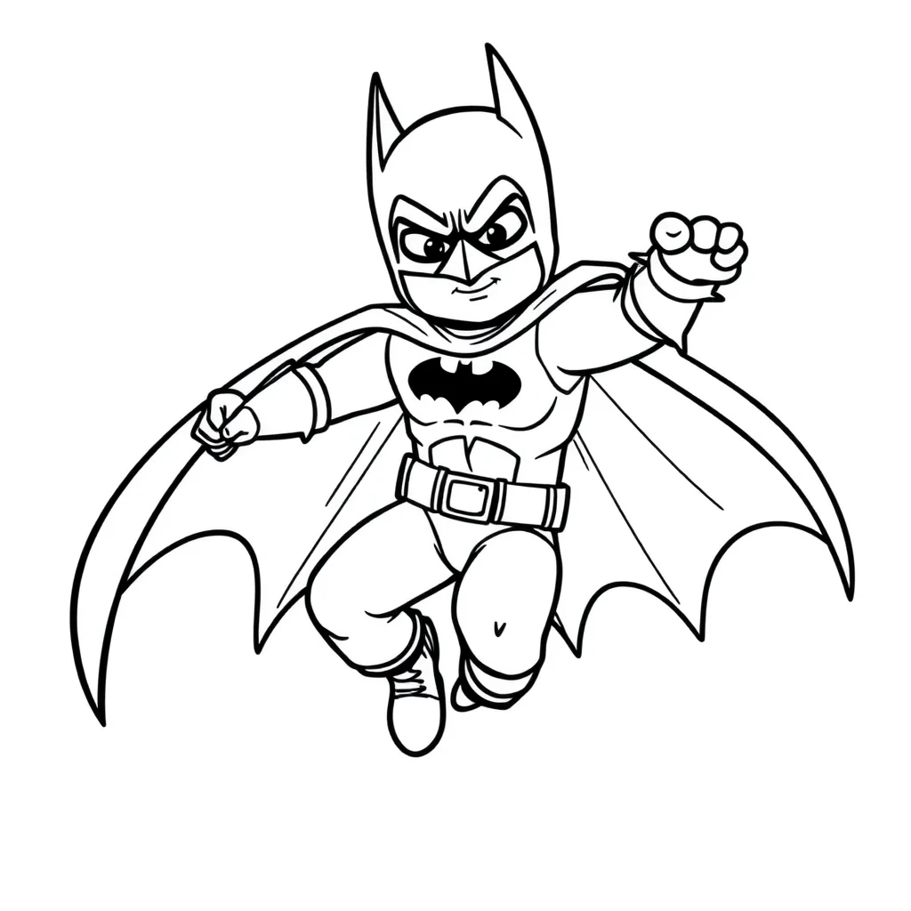 Batman batman throwing a batarang — easy batman coloring page (ages 2–5)
