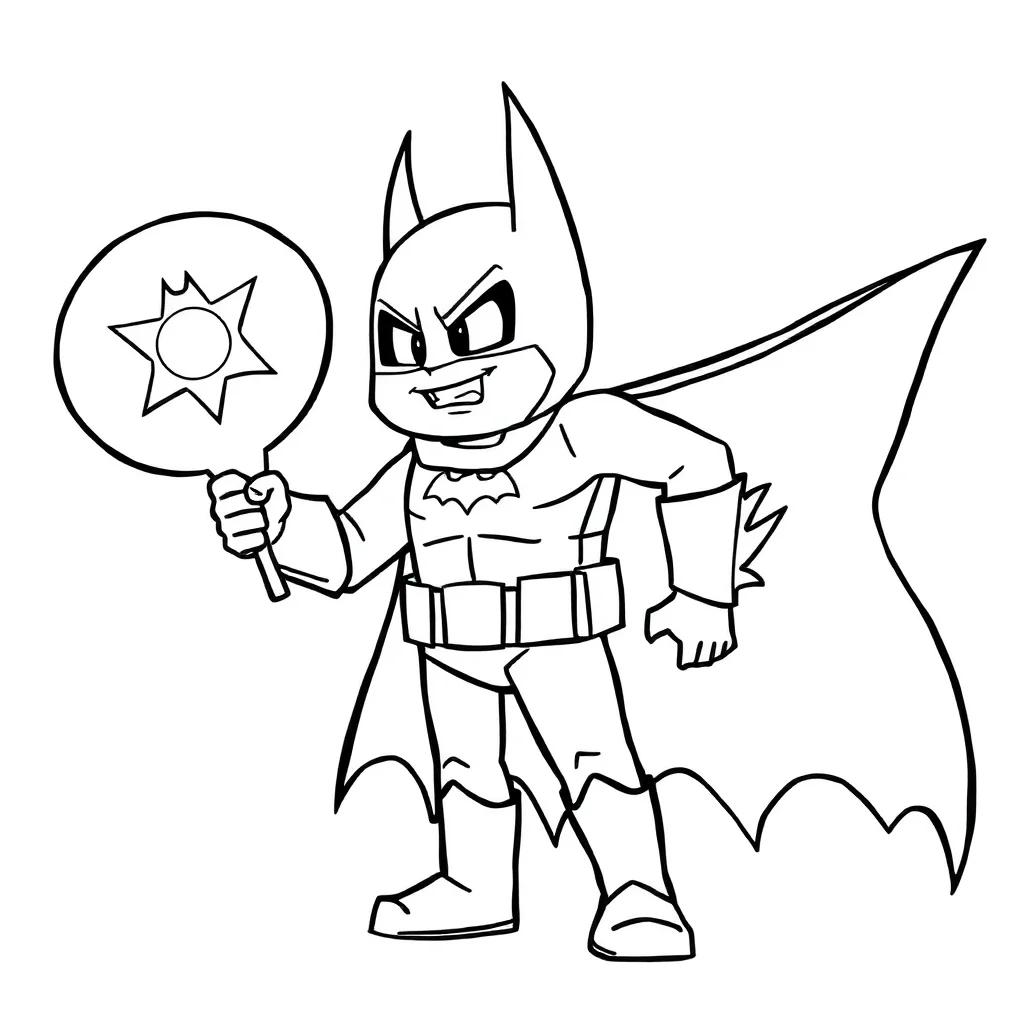 Batman batman with the bat signal — easy batman coloring page (ages 2–5)