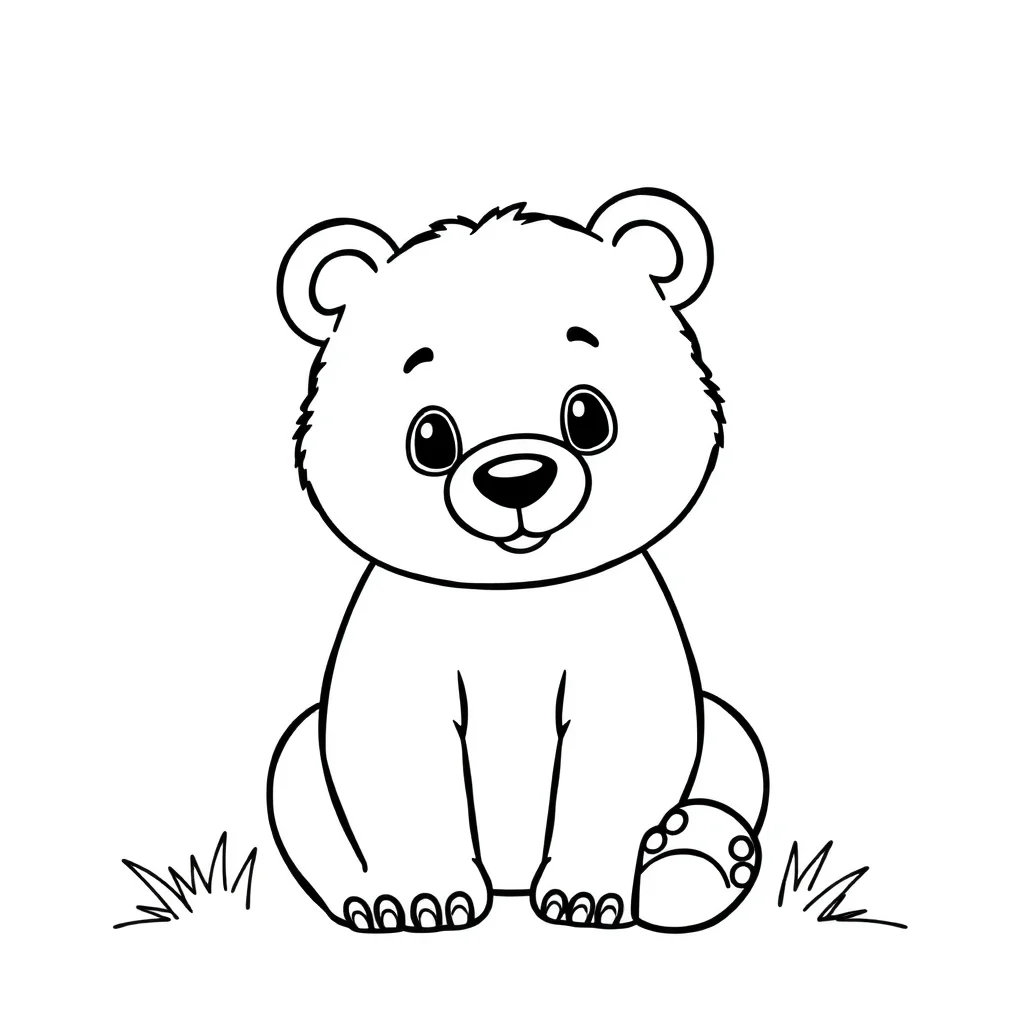 Bears a bear cub — easy bears coloring page (ages 2–5)