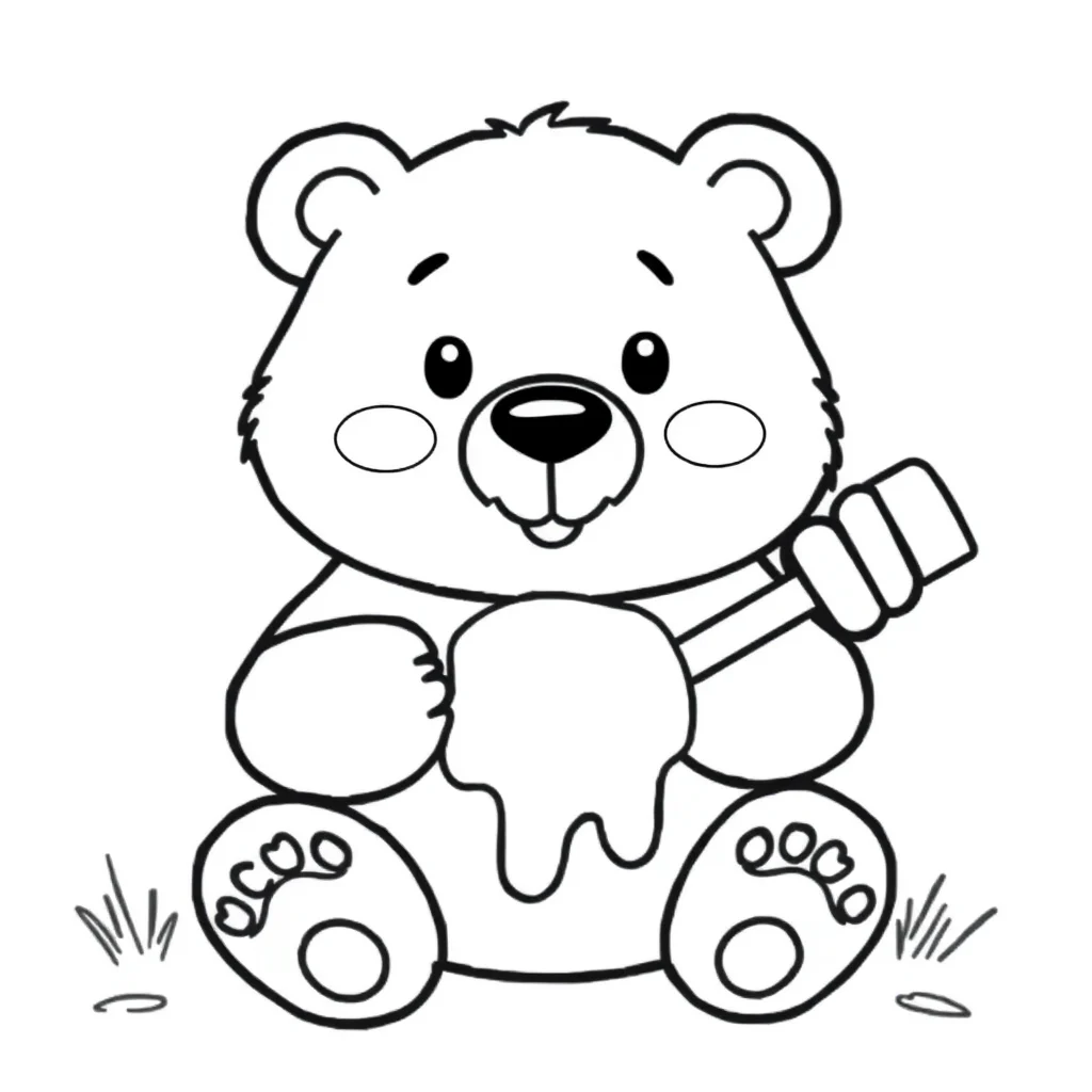 Bears a bear with honey — easy bears coloring page (ages 2–5)