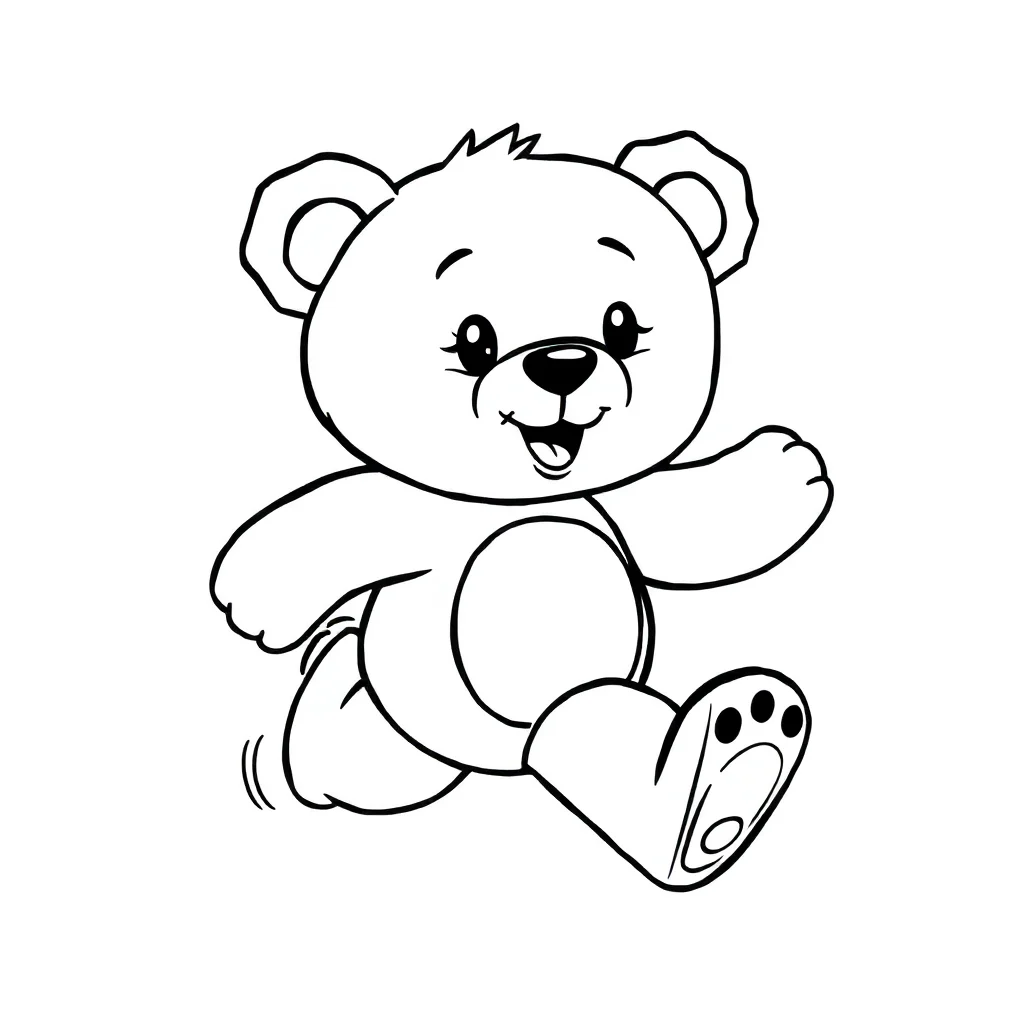 Bears a cute teddy bear running — easy bears coloring page (ages 2–5)