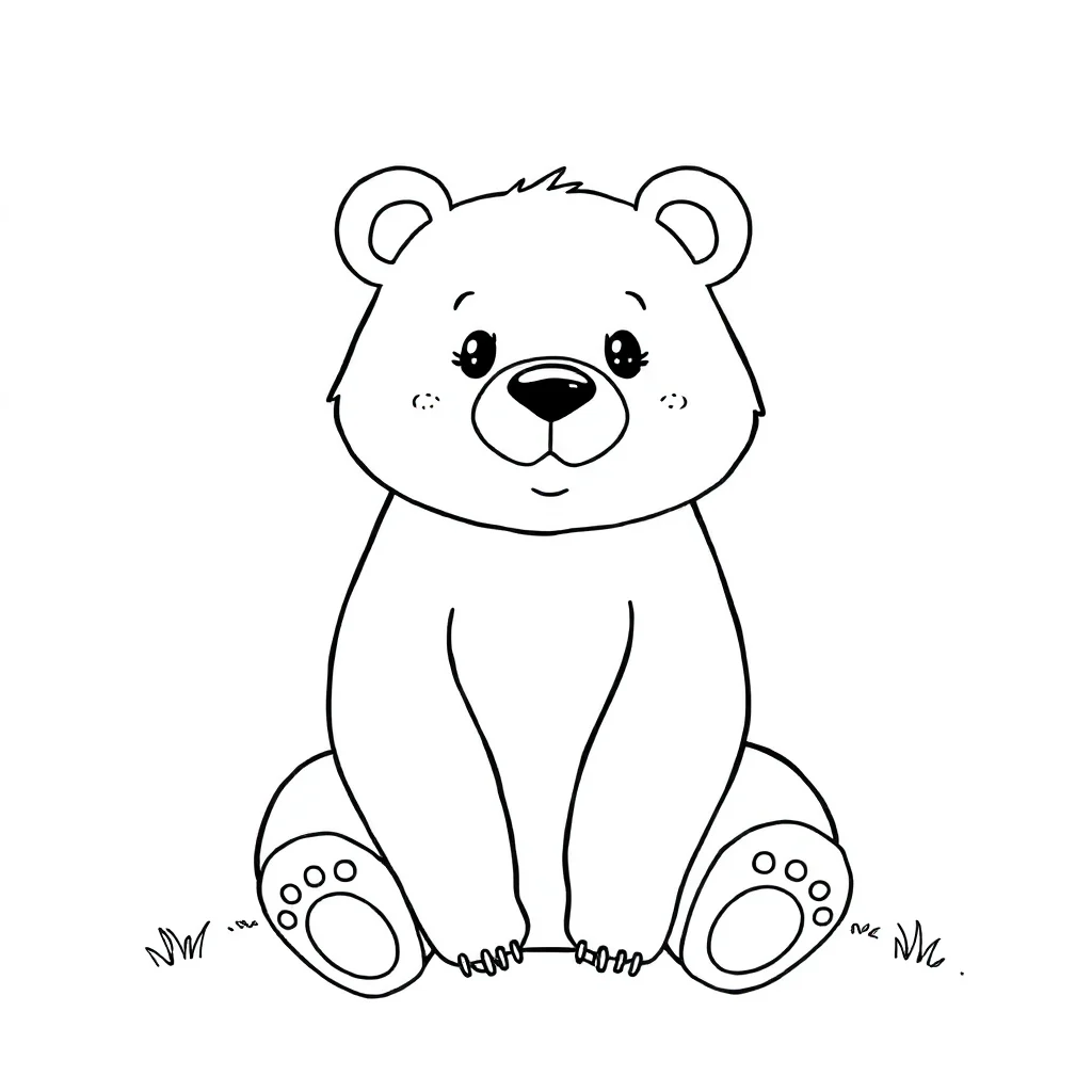 Bears a sitting bear — easy bears coloring page (ages 2–5)
