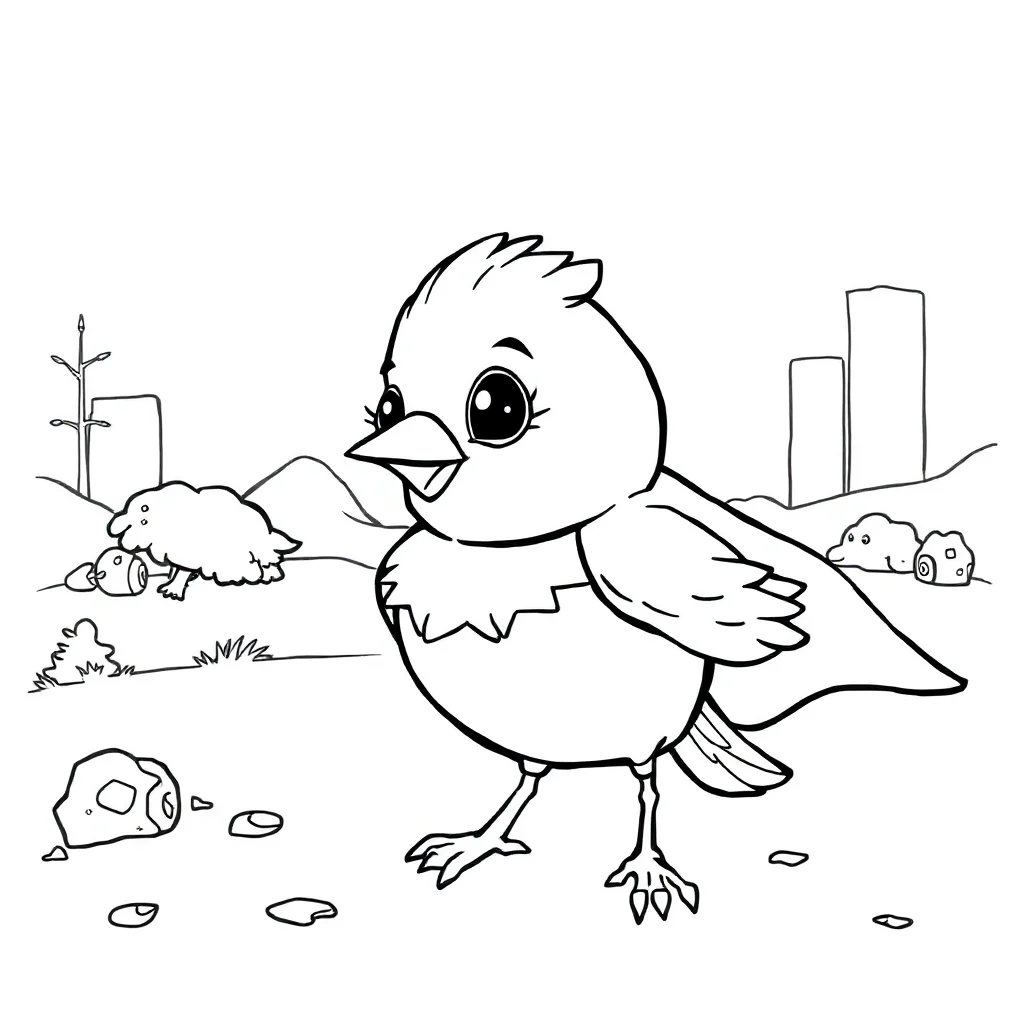 Birds a cute little bird in a superhero cape — classic birds coloring page (ages 5–10)