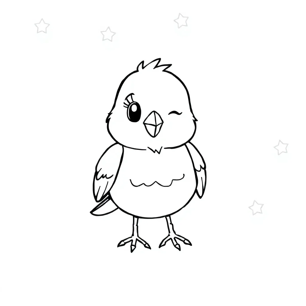 Birds a cute little bird — easy birds coloring page (ages 2–5)