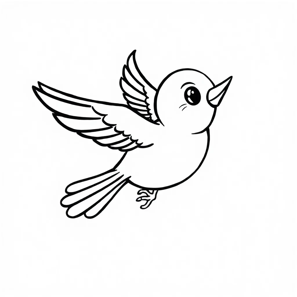 Birds a flying bird — easy birds coloring page (ages 2–5)