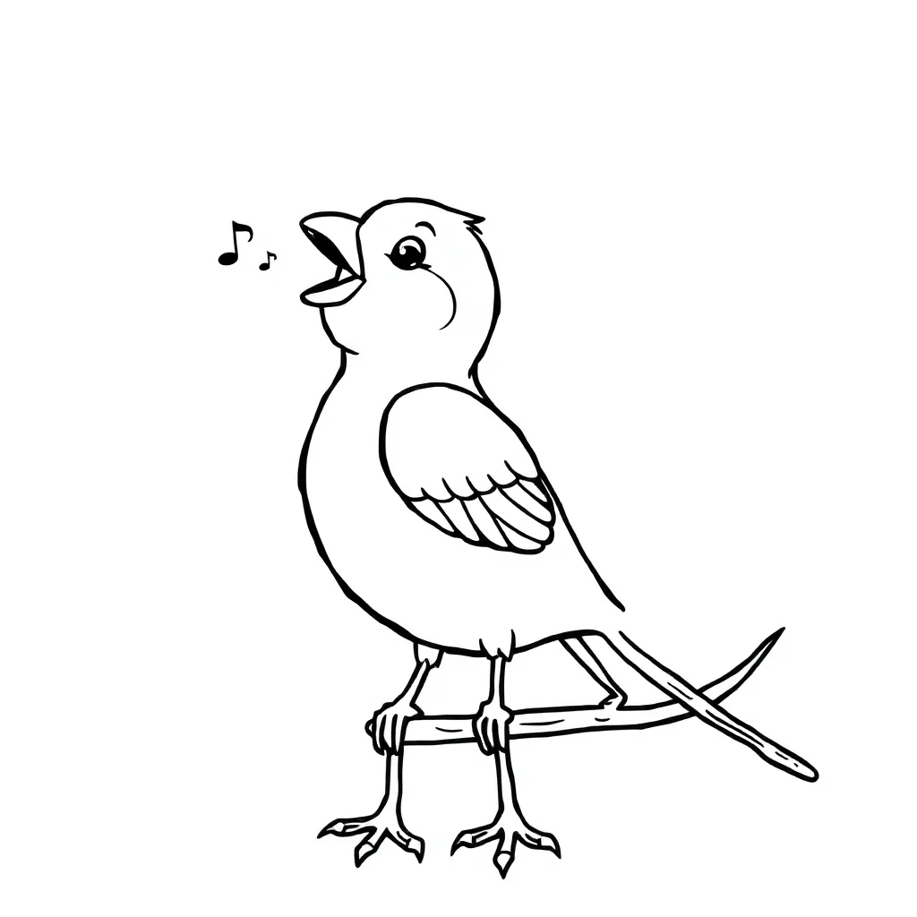 Birds a singing bird — easy birds coloring page (ages 2–5)