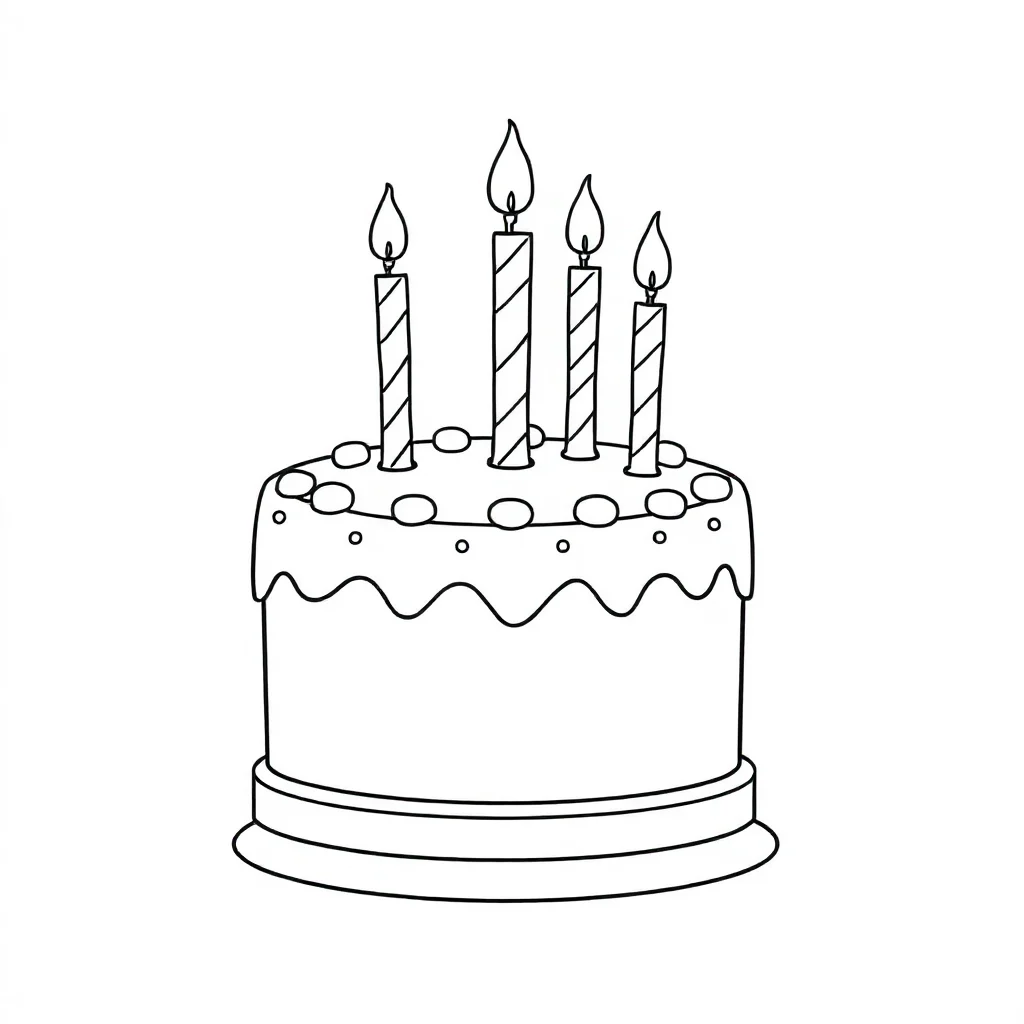 Birthday a birthday cake with candles — easy birthday coloring page (ages 2–5)