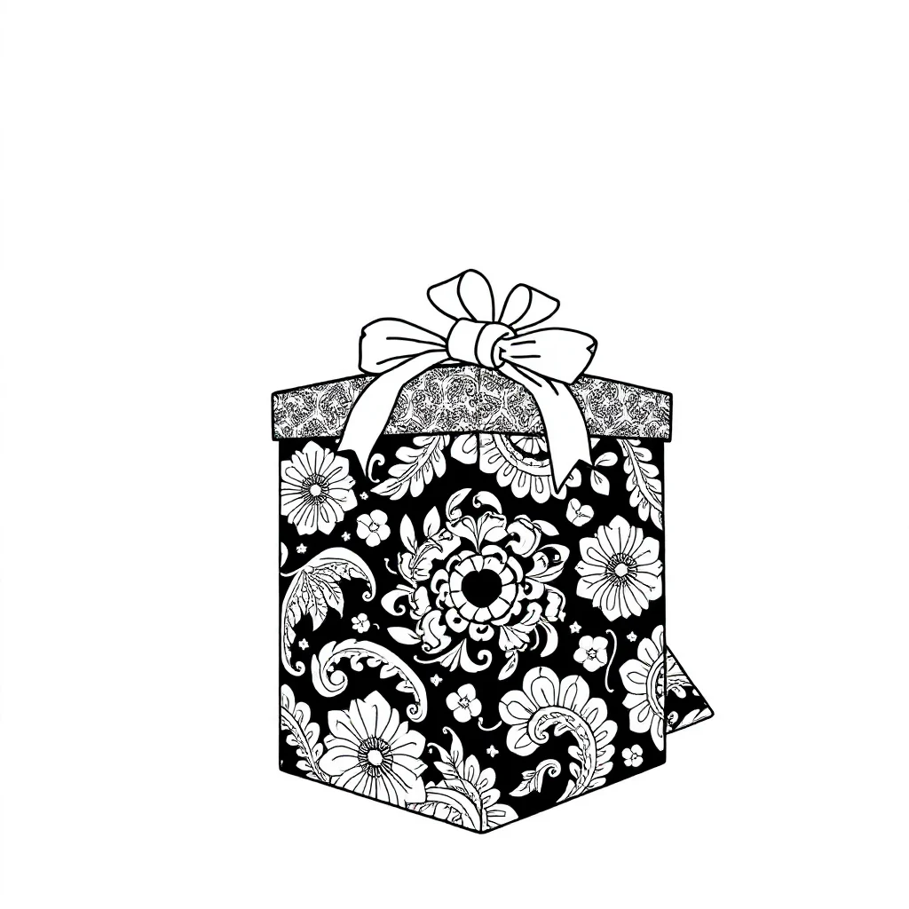 Birthday a birthday present dancing — detailed birthday coloring page (ages 9+ & adults)