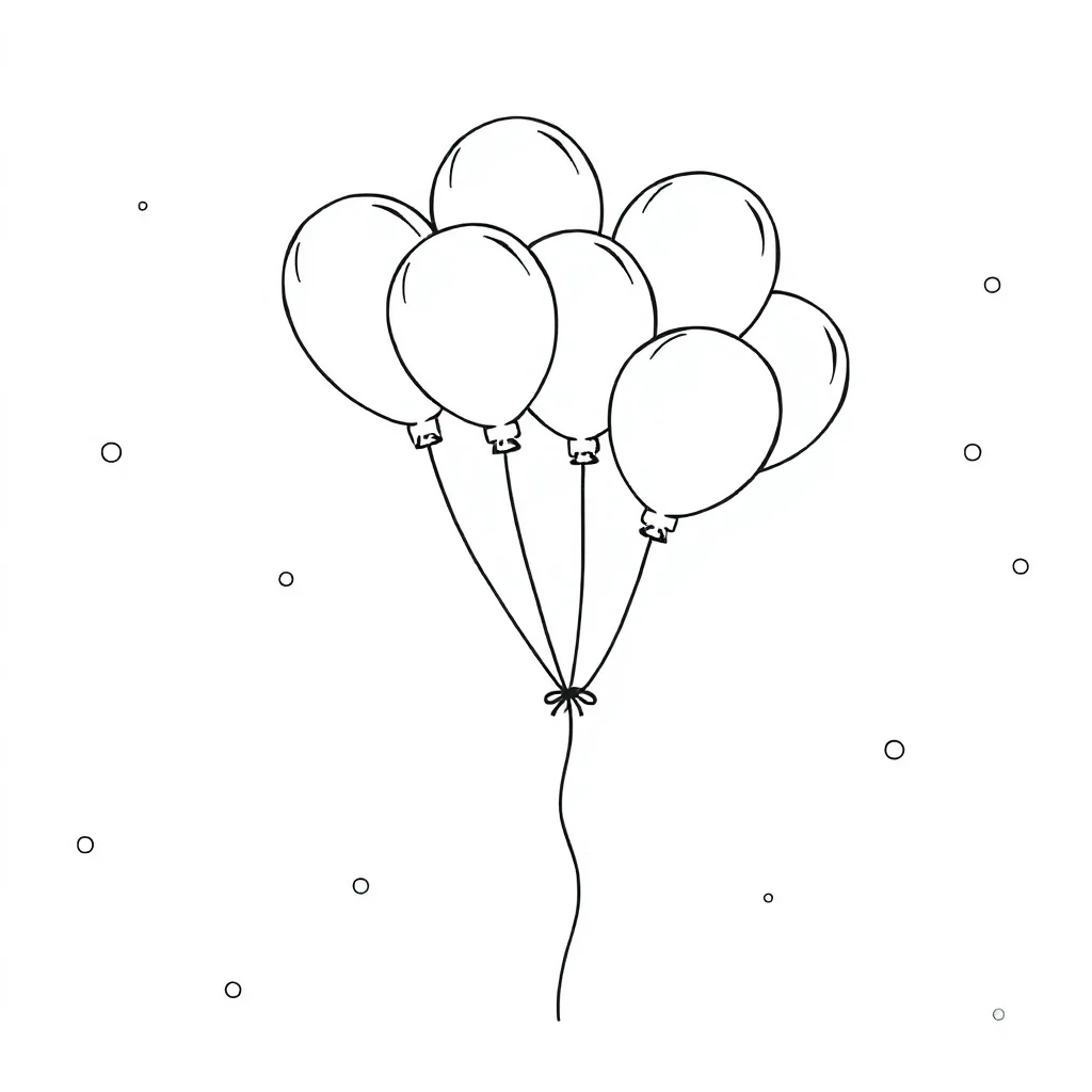 Birthday birthday balloons flying — easy birthday coloring page (ages 2–5)