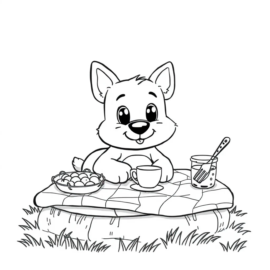 Bluey bluey having a picnic — easy bluey coloring page (ages 2–5)