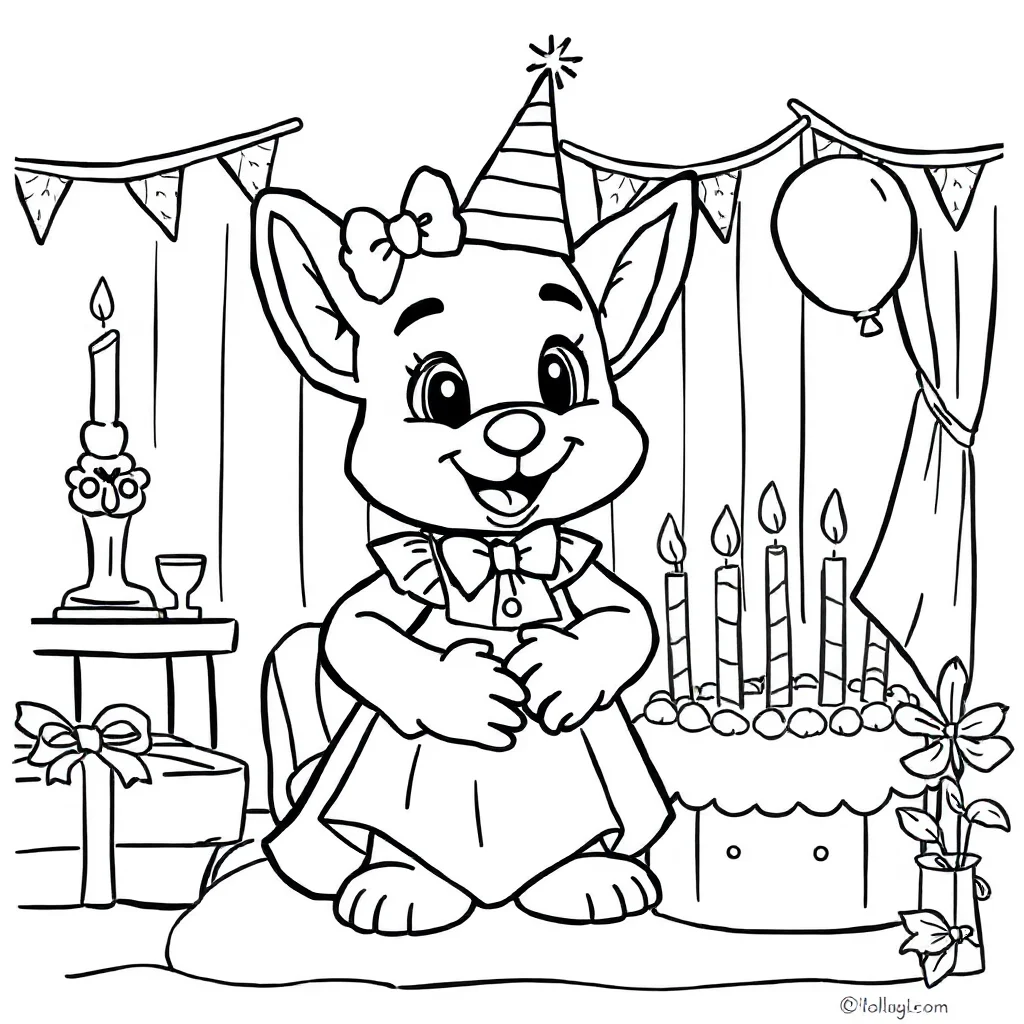 Bluey bluey playing dress up celebrating a birthday — classic bluey coloring page (ages 5–10)