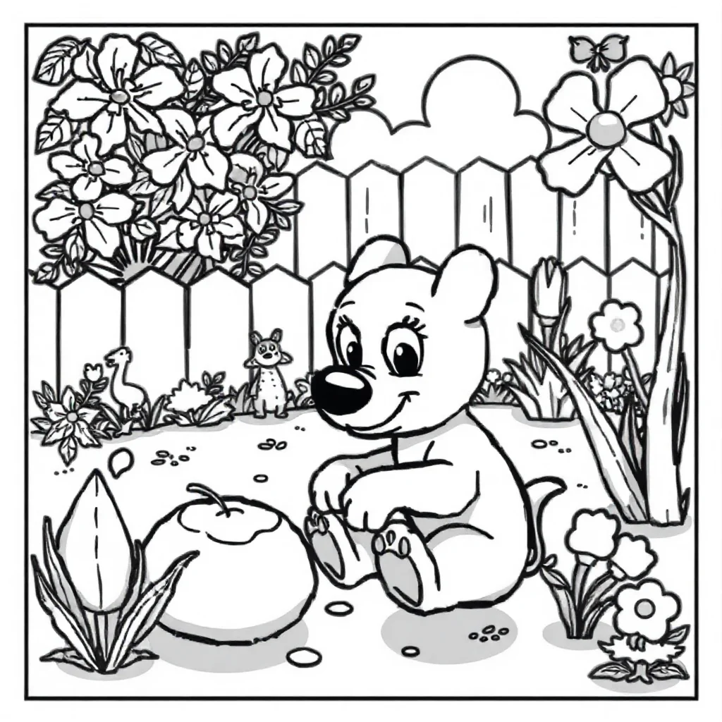 Bluey bluey playing in the garden — classic bluey coloring page (ages 5–10)