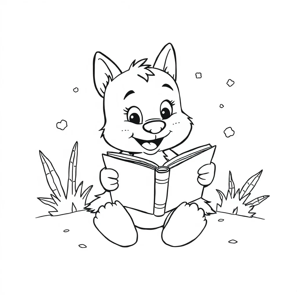Bluey bluey sitting and smiling reading a book — classic bluey coloring page (ages 5–10)