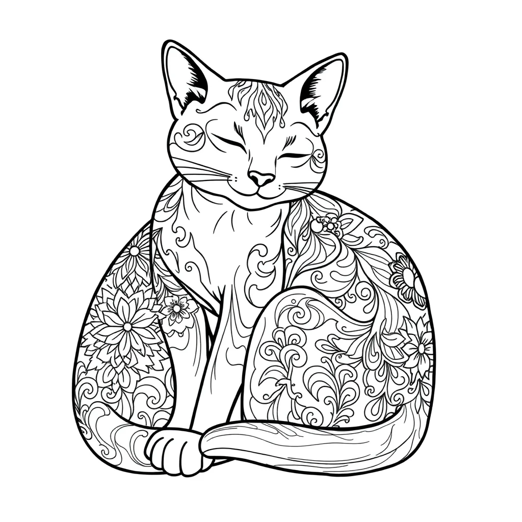 Bluey bluey sitting and smiling sleeping curled up — detailed bluey coloring page (ages 9+ & adults)