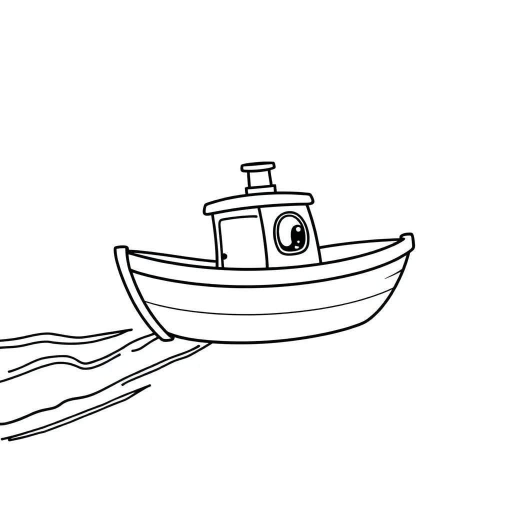 Boats a cute boat flying — easy boats coloring page (ages 2–5)