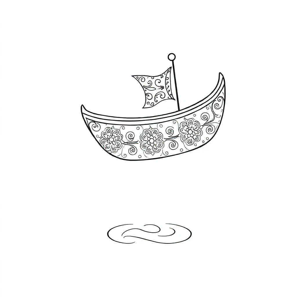Boats a cute boat leaping mid air — detailed boats coloring page (ages 9+ & adults)