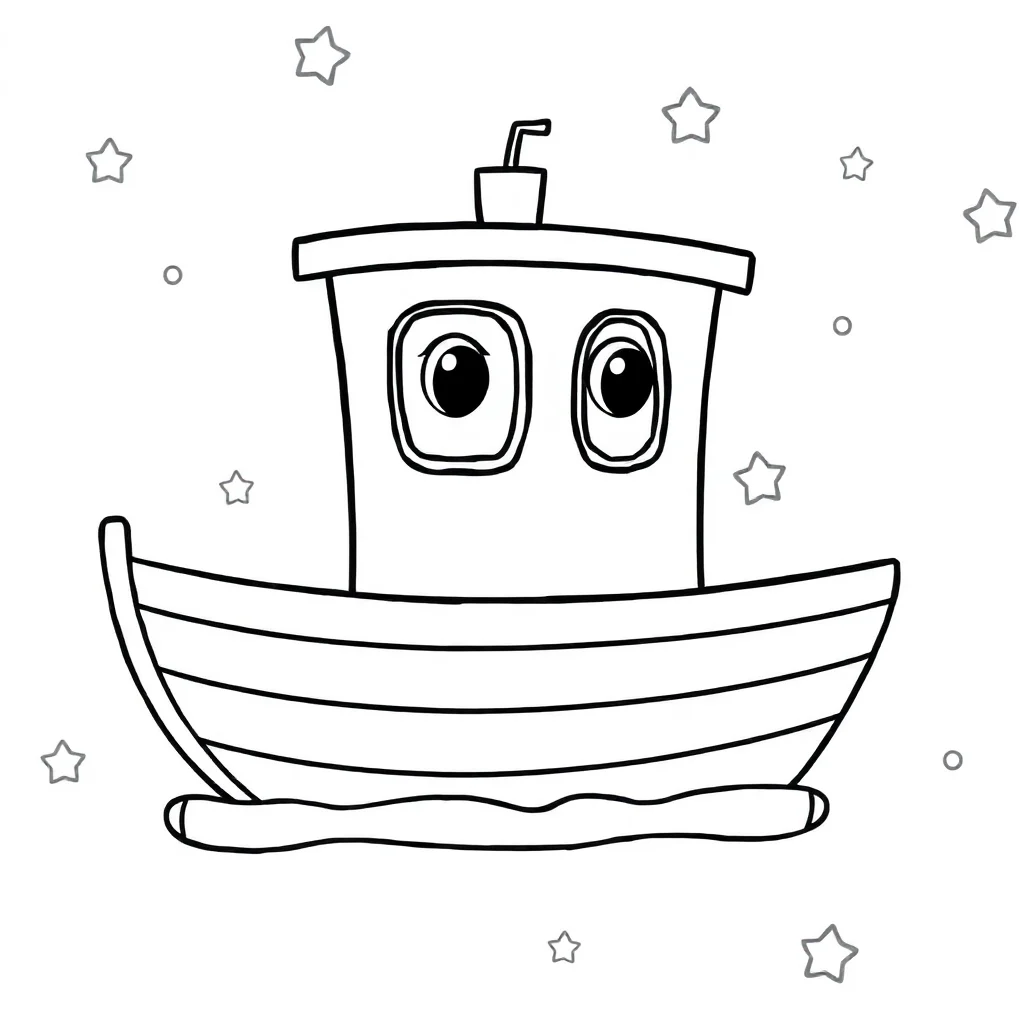 Boats a cute boat — easy boats coloring page (ages 2–5)