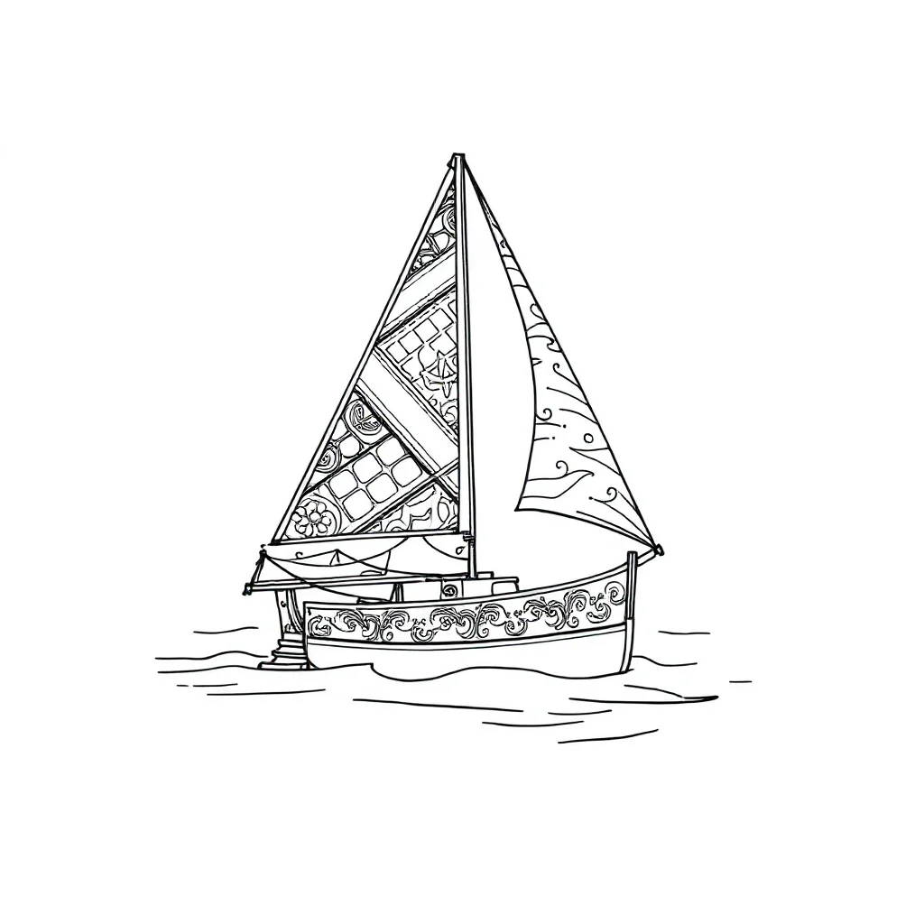 Boats a sailboat sitting — detailed boats coloring page (ages 9+ & adults)
