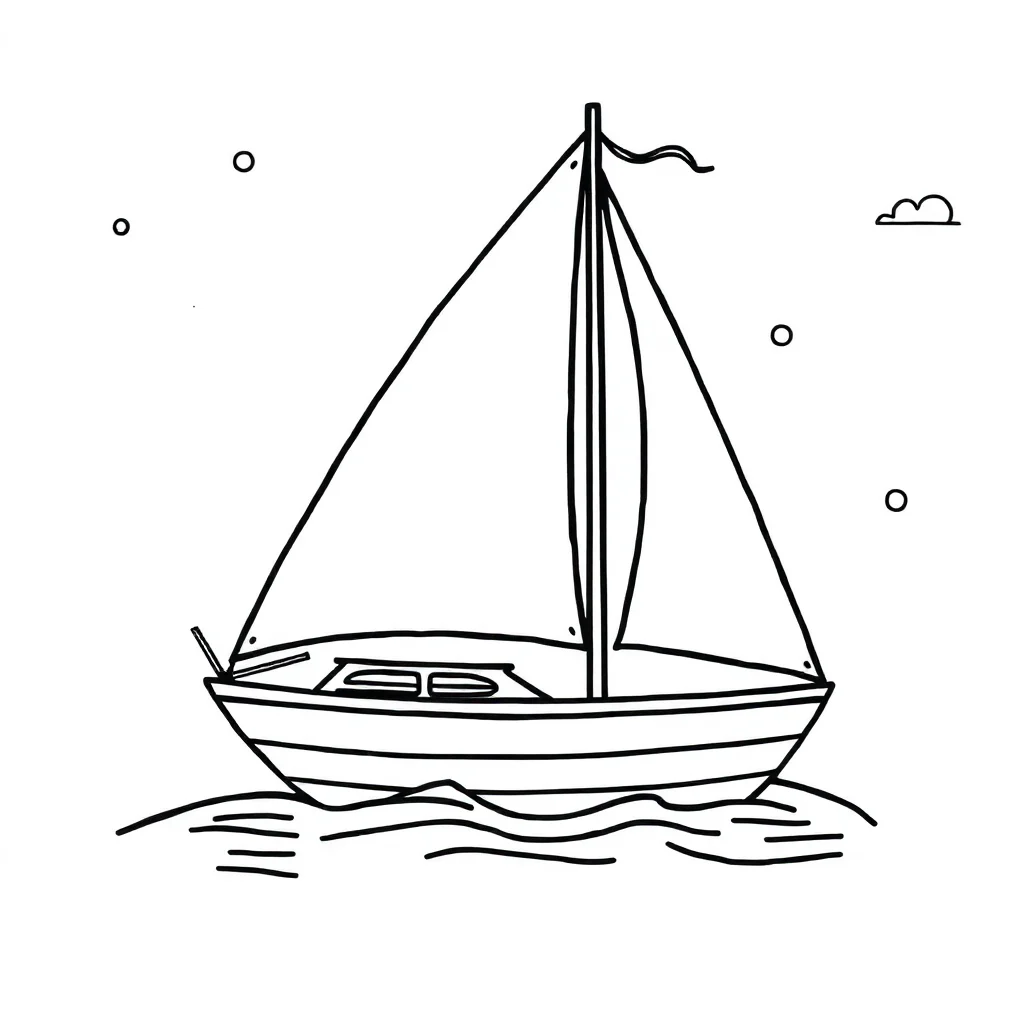 Boats a sailboat — easy boats coloring page (ages 2–5)