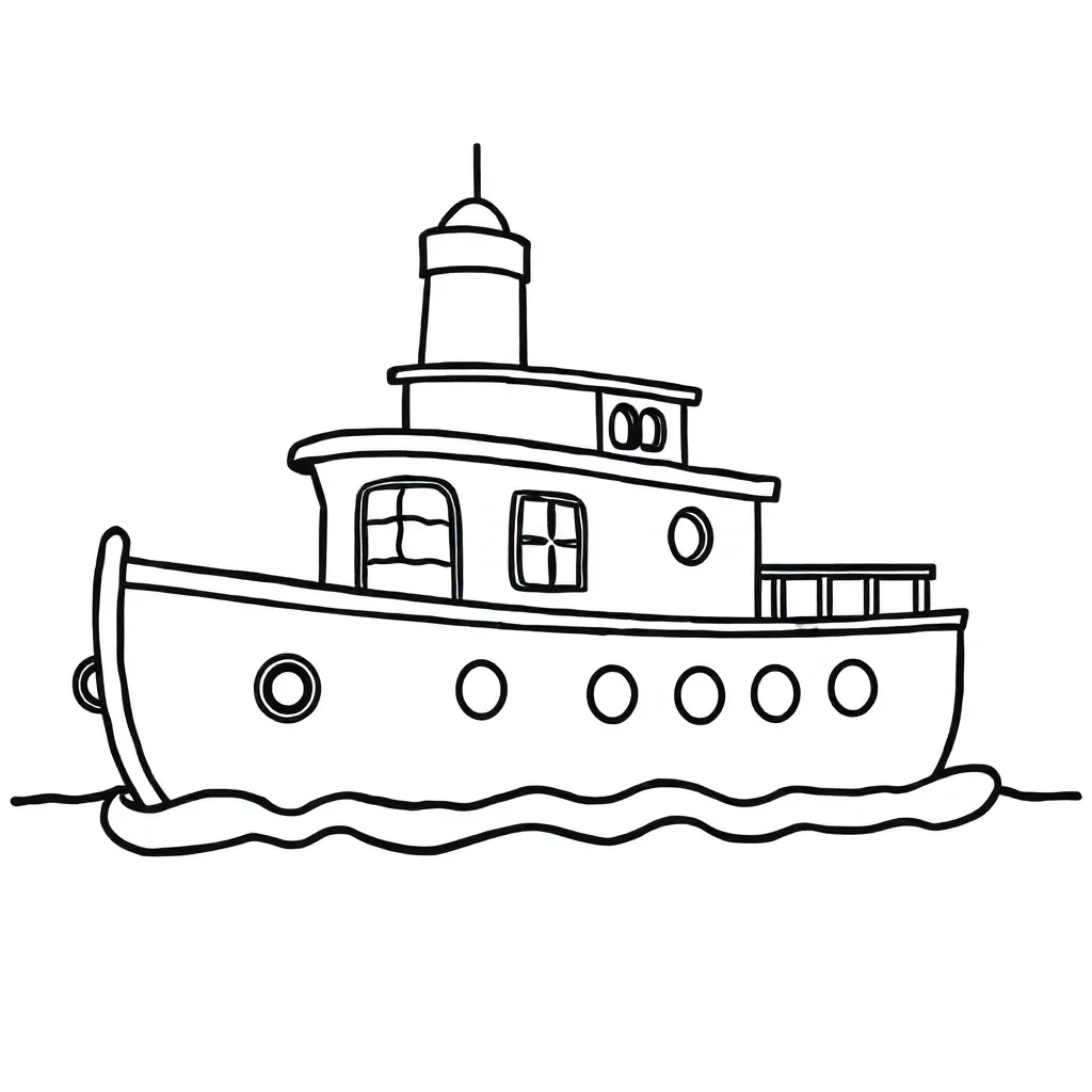 Boats a steamboat — easy boats coloring page (ages 2–5)