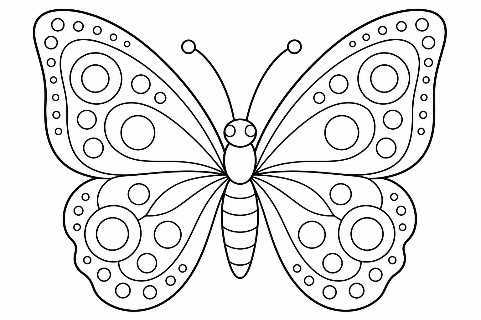 Butterflies dotted wings — classic butterflies coloring page (ages 5–10)