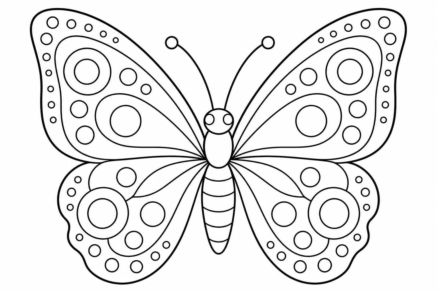 Butterflies dotted wings — classic butterflies coloring page (ages 5–10)