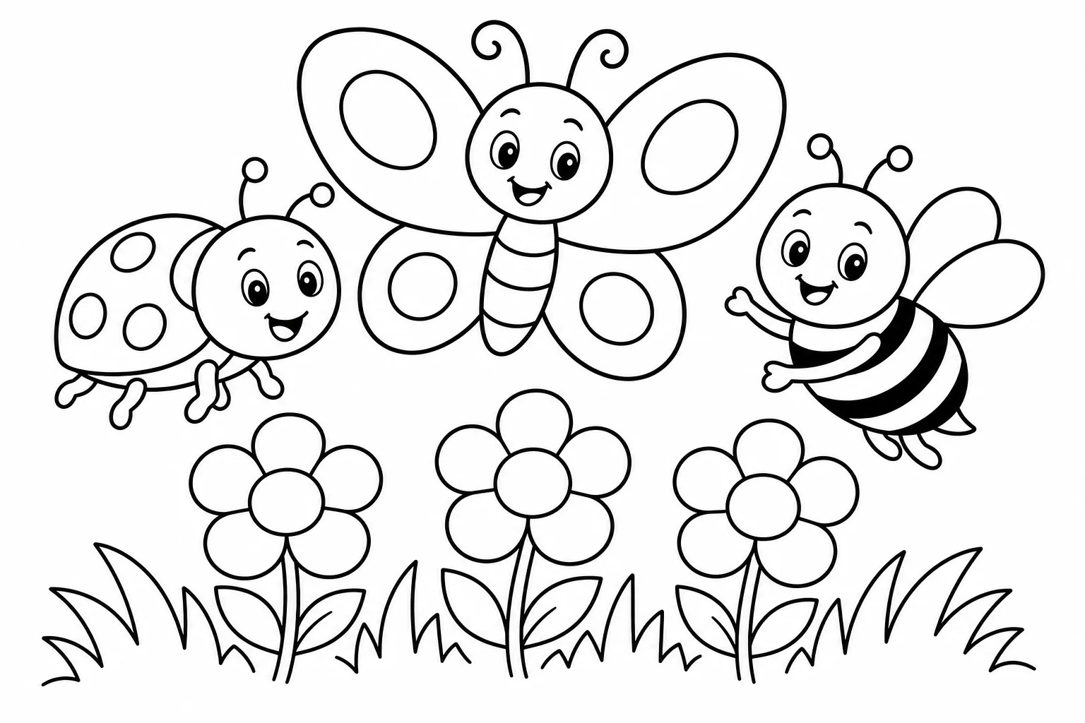 Butterflies garden friends — classic butterflies coloring page (ages 5–10)