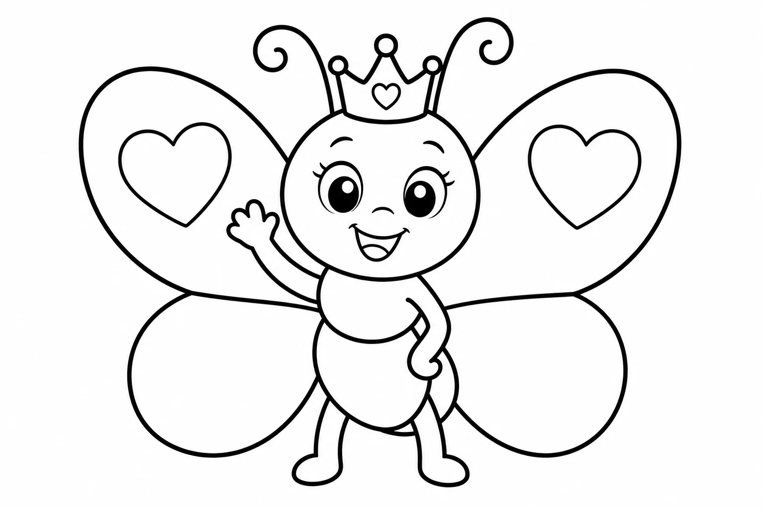 Butterflies little princess — easy butterflies coloring page (ages 2–5)