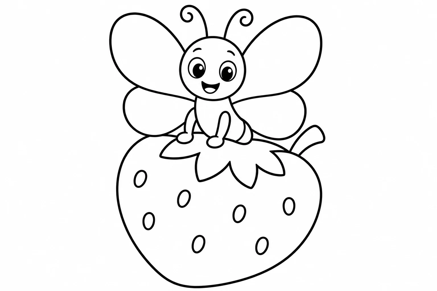 Butterflies strawberry — easy butterflies coloring page (ages 2–5)