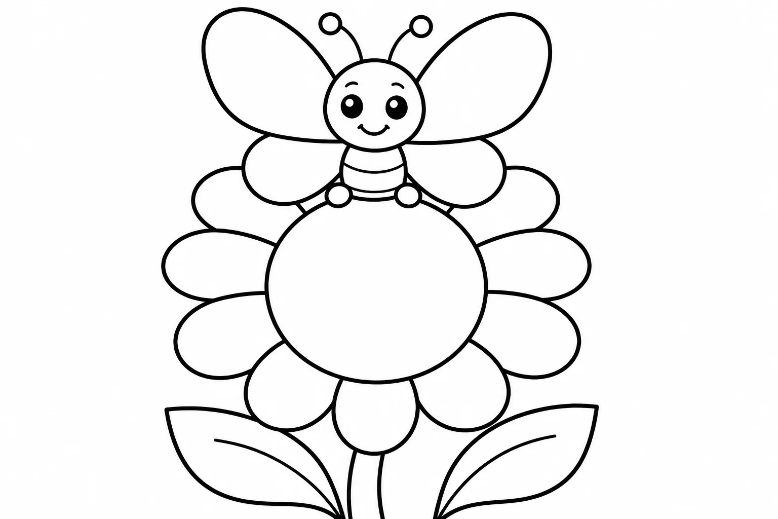 Butterflies sunflower rest — easy butterflies coloring page (ages 2–5)
