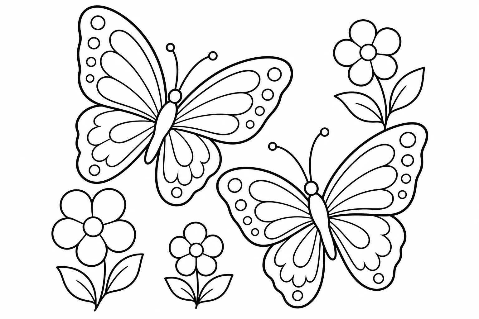Butterflies two together — classic butterflies coloring page (ages 5–10)