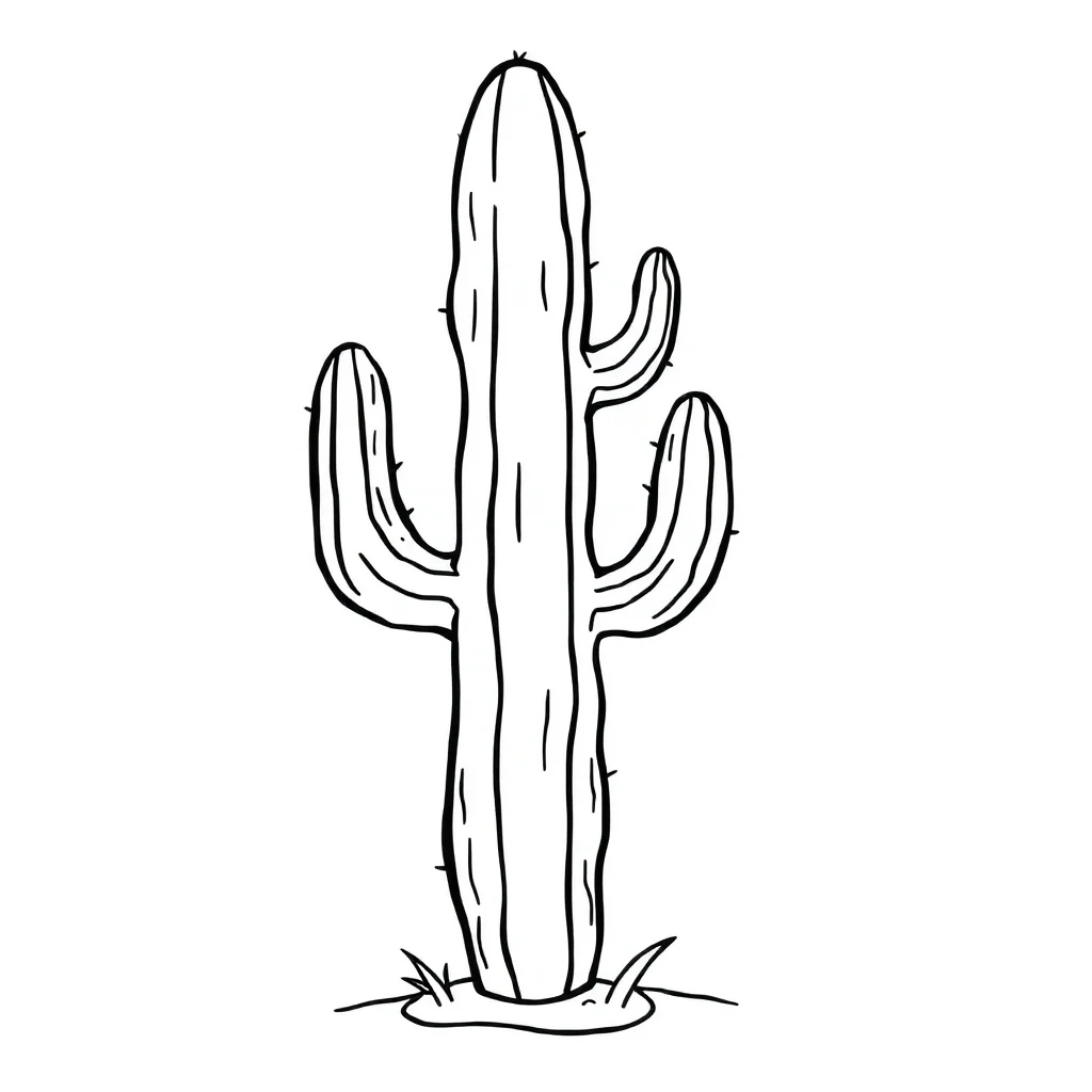 Cactus a tall cactus — easy cacti coloring page (ages 2–5)