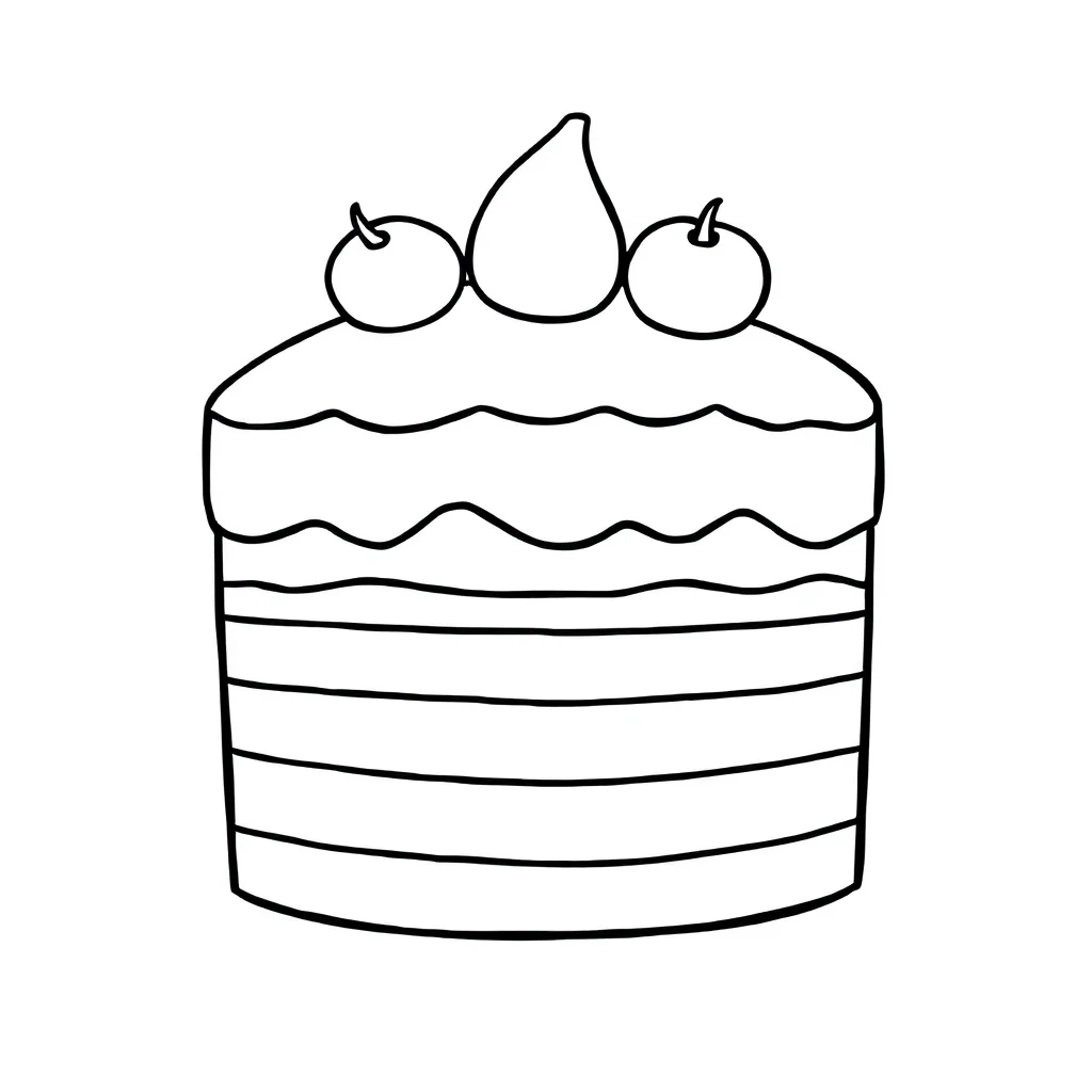 Cakes a cute cake — easy cakes coloring page (ages 2–5)