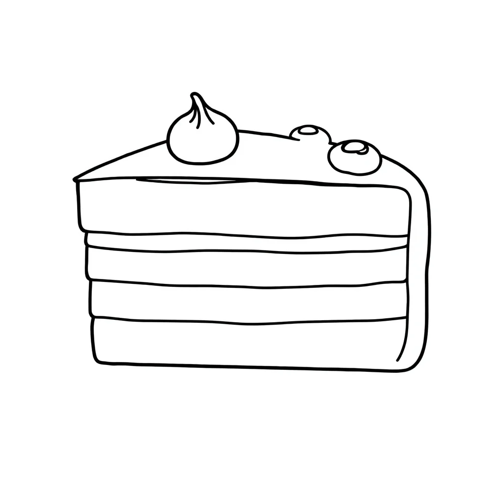 Cakes a slice of cake — easy cakes coloring page (ages 2–5)